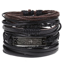 Load image into Gallery viewer, 4Pcs/ Set Braided Leather Men Women Bracelets Vintage Wooden Beads Rudder Cross Ethnic Wristbands Hope Believe Bracelet