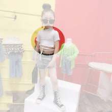 Load image into Gallery viewer, Summer girls t shirt baby crop top kids short tee children streetwear clothes fashion crop bandage lacing 2 to 12 yrs