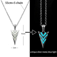 Load image into Gallery viewer, Luminous Glowing Arrow Pendant Necklace Knight Spear Necklace Glow In The Dark Pike Necklace for Women Men Halloween Gift