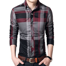 Load image into Gallery viewer, Mountainskin Striped Men's Shirts 4XL 100% Cotton Business Men Shirts Long Sleeve Brand Casual Men's Clothing Slim Fit SEA144
