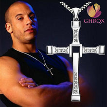 Load image into Gallery viewer, GHRQX Hot Sell The Movie Fast and Furious Pendant Necklace dominic toretto cross Men's Pendants For Men Jewelry Crystal Necklace