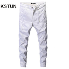 Load image into Gallery viewer, Ripped Jeans for Men Skinny White Jeans Stretch Denim Pants Jeans Mens Jeans Brand Streetwear Biker Jeans Male Hip hop Size 42