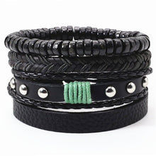 Load image into Gallery viewer, Taichi Khaki Black Beads Wristband Multilayer Leather Bracelets Set Men Bracelets Women Homme Fashion Jewelry Accessories