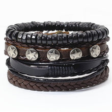 Load image into Gallery viewer, Taichi Khaki Black Beads Wristband Multilayer Leather Bracelets Set Men Bracelets Women Homme Fashion Jewelry Accessories