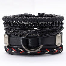 Load image into Gallery viewer, Black Taichi Feather Men Bracelets 5pcs/set Wristband Fashion Rope Wrap Cuff Bangle Leather Bracelets Women Jewelry Accessories