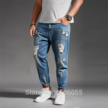 Load image into Gallery viewer, Ripped Jeans For Men Blue Black Denim Mens Jean Homme Harem Hip Hop Plus Size Trousers 44 46 48 Mens Uomo Fashions Jogger Pants