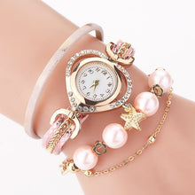 Load image into Gallery viewer, Hot Sale Women Bracelet Watches With Pearl Pendant Luxury Ladies Leather Quartz Rhinestone Wristwatches Clock Zegarek Damski