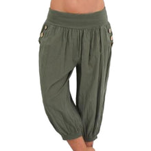 Load image into Gallery viewer, NIBESSER 2020 Women Summer Solid Harem Pants Loose Knee Length Trousers Female Soft Elastic Waist Capris Pants Plus Size 5XL