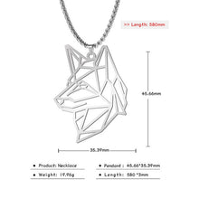 Load image into Gallery viewer, Teamer Wolf Necklace for Men Women Punk Stainless Steel Animal Pendant Necklaces Beer Cat Rabbit Box Chain Amulet Jewelry Gift