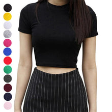 Load image into Gallery viewer, Women Summer T-shirts Short Sleeves Round Neck Slim Fit Casual Pullover Crop Tops NYZ Shop