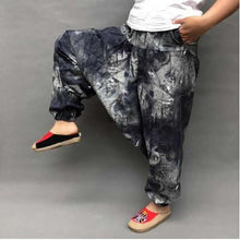 Load image into Gallery viewer, Baggy Harem Pants Women Causal Print Hippie Joggers Cross-Pants Loose Trousers Aladdin Lantern Wide Leg Cotton Linen Pants Plus