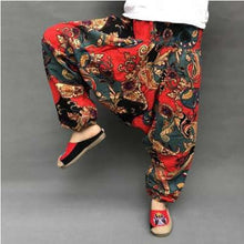Load image into Gallery viewer, Baggy Harem Pants Women Causal Print Hippie Joggers Cross-Pants Loose Trousers Aladdin Lantern Wide Leg Cotton Linen Pants Plus