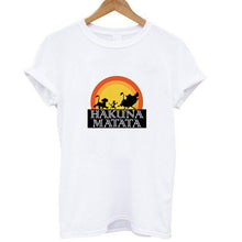 Load image into Gallery viewer, Showtly HAKUNA MATATA Female T Shirt Summer Women 2019 Short Sleeve Print Cartoon Tshirt White Black Cute Harajuku T-shirts