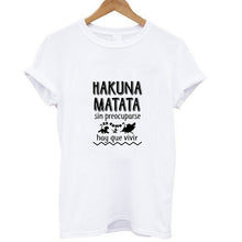 Load image into Gallery viewer, Showtly HAKUNA MATATA Female T Shirt Summer Women 2019 Short Sleeve Print Cartoon Tshirt White Black Cute Harajuku T-shirts