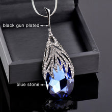Load image into Gallery viewer, SINLEERY Fashion Waterdrop Shaped Big Pendant Necklace With Blue Cubic Zirconia Jewelry For Women Clothes Accessories MY117 SSB