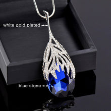 Load image into Gallery viewer, SINLEERY Fashion Waterdrop Shaped Big Pendant Necklace With Blue Cubic Zirconia Jewelry For Women Clothes Accessories MY117 SSB