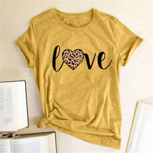 Load image into Gallery viewer, Leopard Heart Print Love T Shirts for Couples Women Fashion Short Sleeve Cute T-shirt Valentine's Day Tops Harajuku O-Neck Tees
