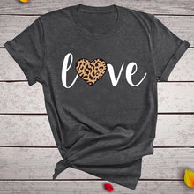 Load image into Gallery viewer, Leopard Heart Print Love T Shirts for Couples Women Fashion Short Sleeve Cute T-shirt Valentine's Day Tops Harajuku O-Neck Tees