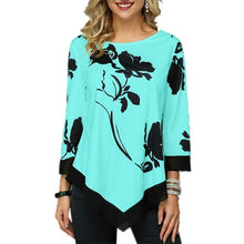Load image into Gallery viewer, S-5XL T Shirt Women Plus Size Three Quarter Ladies Tee Shirts Floral Print Loose Casual Tops Female Irregular Autumn Clothes