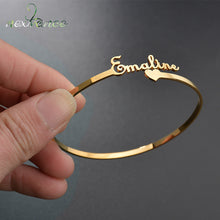 Load image into Gallery viewer, Nextvance Customized Nameplate Name Bracelet Personalized Custom Cuff Bangles Women Men Rose Gold Stainless Steel Jewelry