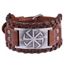Load image into Gallery viewer, Teamer Viking Bracelet for Men Women Wide Leather Bangle Compass Vegvisir Tree of Life Wolf Fox Wristband Amulet Wicca Jewelry
