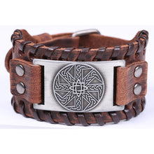 Load image into Gallery viewer, Teamer Viking Bracelet for Men Women Wide Leather Bangle Compass Vegvisir Tree of Life Wolf Fox Wristband Amulet Wicca Jewelry