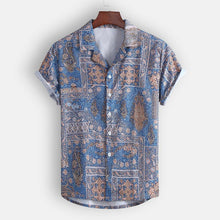 Load image into Gallery viewer, Men's Summer Fashion Casual Lapel Print Short Sleeve Shirt Top Blouse Brand Men Clothing Hawaiian style Shirts camisa masculina