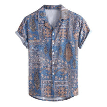 Load image into Gallery viewer, Men's Summer Fashion Casual Lapel Print Short Sleeve Shirt Top Blouse Brand Men Clothing Hawaiian style Shirts camisa masculina