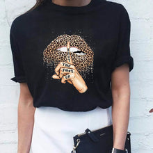 Load image into Gallery viewer, Women T Shirt Lips Leopard Funny Print labios T-shirt Hipster Costume Women Tshirt Summer leopardo Lip Tee Shirt Kleding Vrouwen
