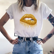 Load image into Gallery viewer, Women T Shirt Lips Leopard Funny Print labios T-shirt Hipster Costume Women Tshirt Summer leopardo Lip Tee Shirt Kleding Vrouwen