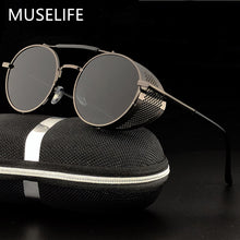 Load image into Gallery viewer, MUSELIFE Retro Round Metal Sunglasses Steampunk Men Women Brand Designer Glasses Oculos De Sol Shades UV Protection