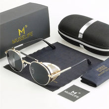 Load image into Gallery viewer, MUSELIFE Retro Round Metal Sunglasses Steampunk Men Women Brand Designer Glasses Oculos De Sol Shades UV Protection