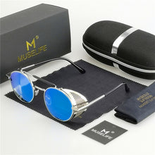 Load image into Gallery viewer, MUSELIFE Retro Round Metal Sunglasses Steampunk Men Women Brand Designer Glasses Oculos De Sol Shades UV Protection