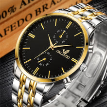 Load image into Gallery viewer, Hommes montres nouveau ORLANDO mode montre à Quartz hommes argent plaqué or en acier inoxydable montre-bracelet Masculino Relogio livraison directe