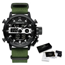 Load image into Gallery viewer, MEGALITH Men Sports Quartz Watch Men Multifunction Waterproof Luminous Wristwatch Men Dual Dispay Clock Horloges Mannen With Box