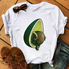 Load image into Gallery viewer, Kawaii Cartoon Avocado Short Sleeve T-shirt Women Casual Avocado Graphic Tops Female Tee Summer Women T-shirts Tops