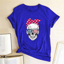 Load image into Gallery viewer, Hillbilly Funny Skull Punk T Shirt Women Fashion Casual Short Sleeve Sun Flowers Tshirts Chemise Femme Tops Mujer Verano 2019