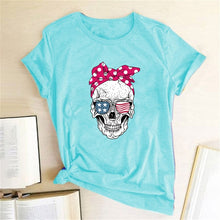 Load image into Gallery viewer, Hillbilly Funny Skull Punk T Shirt Women Fashion Casual Short Sleeve Sun Flowers Tshirts Chemise Femme Tops Mujer Verano 2019