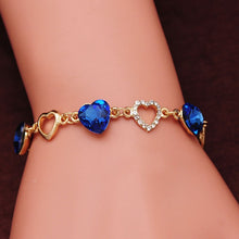 Load image into Gallery viewer, Guvivi Romantic Heart Bracelets for Women Gold Color Crystal Charm Bracelets Bangles Fashion Jewelry bracelet femme Bijoux