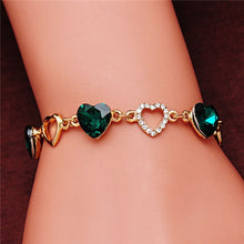 Load image into Gallery viewer, Guvivi Romantic Heart Bracelets for Women Gold Color Crystal Charm Bracelets Bangles Fashion Jewelry bracelet femme Bijoux