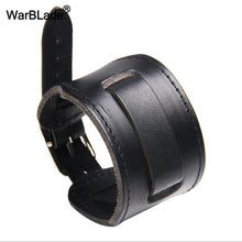 Load image into Gallery viewer, WarBLade New Fashion Men Wide Genuine Leather Bracelet Brown Wide Cuff Bracelets & Bangles Vintage Punk Wristband Men Jewelry