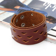 Load image into Gallery viewer, Naiveroo Vintage Wide Cuff Leather Male Bracelet Punk Rock Jewelry Cowhide Leather Bracelet &amp; Bangle Men Jewelry Wristbands
