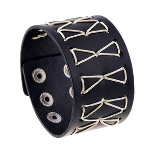 Naiveroo Vintage Wide Cuff Leather Male Bracelet Punk Rock Jewelry Cowhide Leather Bracelet & Bangle Men Jewelry Wristbands