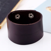 Load image into Gallery viewer, Naiveroo Vintage Wide Cuff Leather Male Bracelet Punk Rock Jewelry Cowhide Leather Bracelet &amp; Bangle Men Jewelry Wristbands
