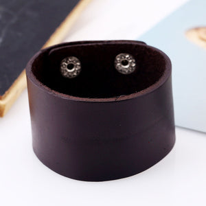 Naiveroo Vintage Wide Cuff Leather Male Bracelet Punk Rock Jewelry Cowhide Leather Bracelet & Bangle Men Jewelry Wristbands