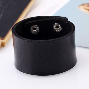 Naiveroo Vintage Wide Cuff Leather Male Bracelet Punk Rock Jewelry Cowhide Leather Bracelet & Bangle Men Jewelry Wristbands