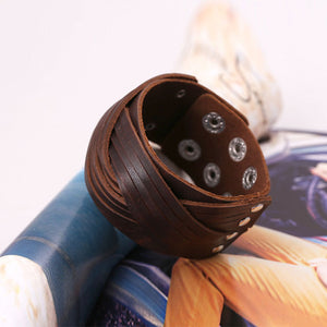 Naiveroo Vintage Wide Cuff Leather Male Bracelet Punk Rock Jewelry Cowhide Leather Bracelet & Bangle Men Jewelry Wristbands