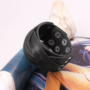 Naiveroo Vintage Wide Cuff Leather Male Bracelet Punk Rock Jewelry Cowhide Leather Bracelet & Bangle Men Jewelry Wristbands