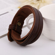 Load image into Gallery viewer, Naiveroo Vintage Wide Cuff Leather Male Bracelet Punk Rock Jewelry Cowhide Leather Bracelet &amp; Bangle Men Jewelry Wristbands
