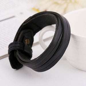 Naiveroo Vintage Wide Cuff Leather Male Bracelet Punk Rock Jewelry Cowhide Leather Bracelet & Bangle Men Jewelry Wristbands